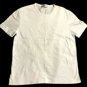Alexander McQueen White Embossed Skull T-Shirt | Size M | Excellent
